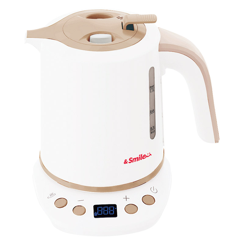&smile 倒れてもこぼれにくい温度調整電気ケトル1㍑
