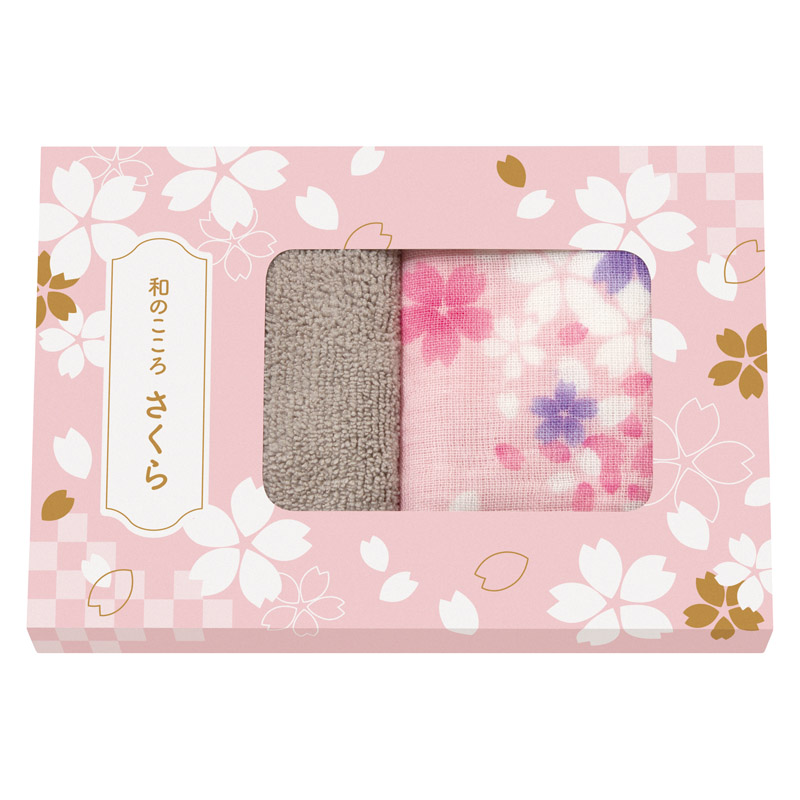 和のこころさくら ガーゼパイルハンカチとマイクロファイバークロスのセット