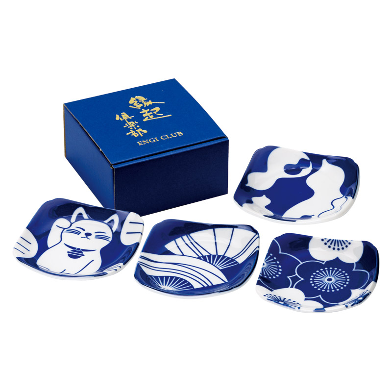 藍染縁起 角皿揃