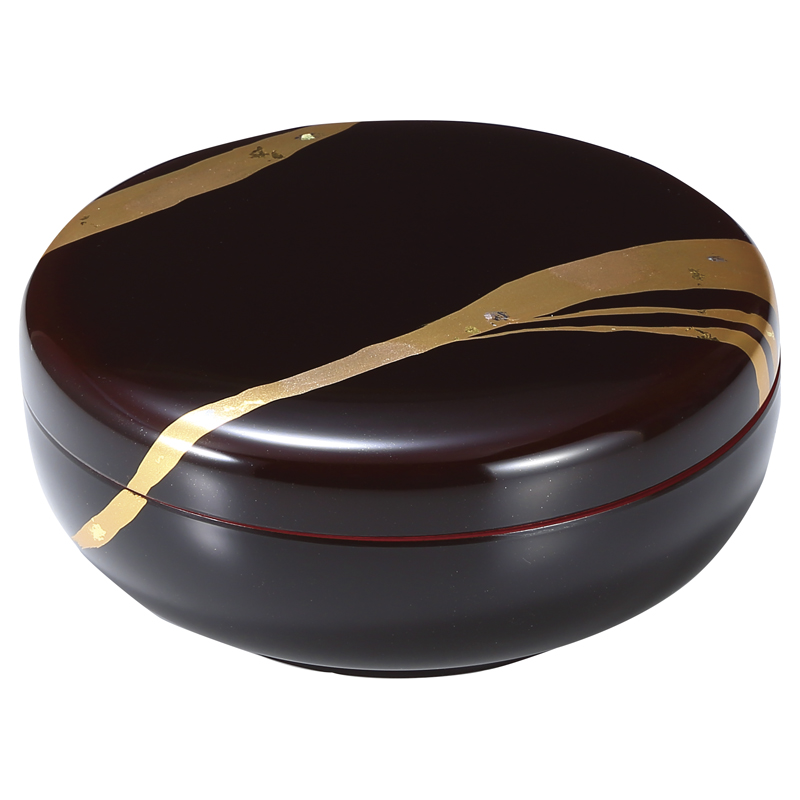 純金箔工芸 溜塗 金彩 夏目菓子器