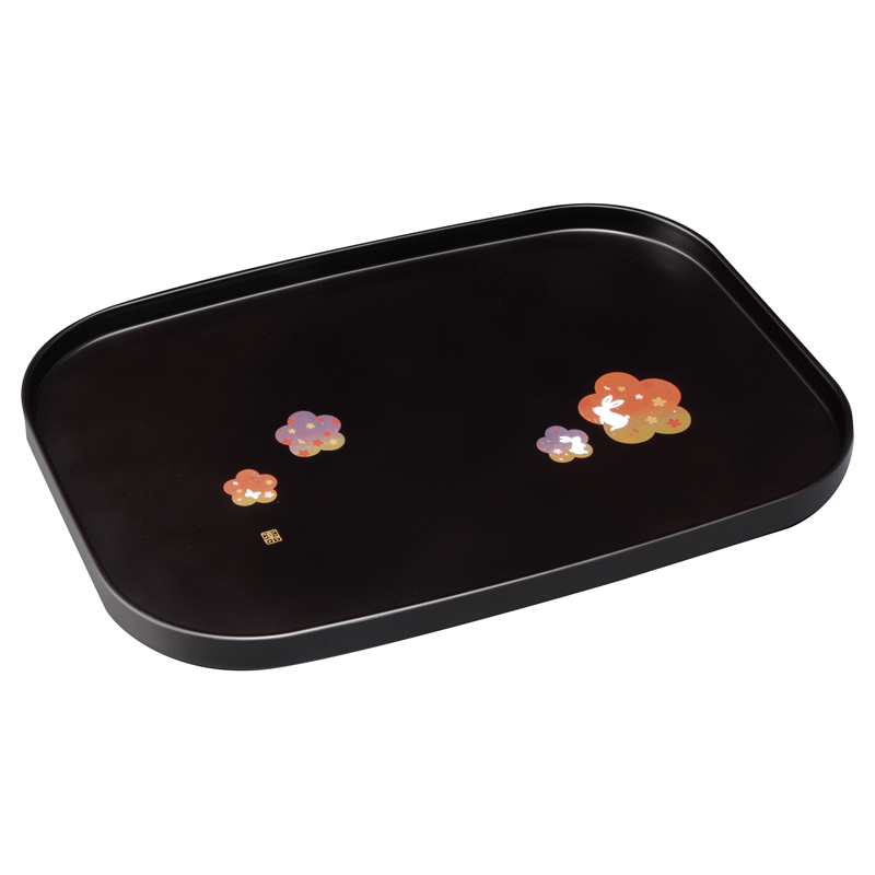 紀州塗 花舞うさぎ 12.0長手盆