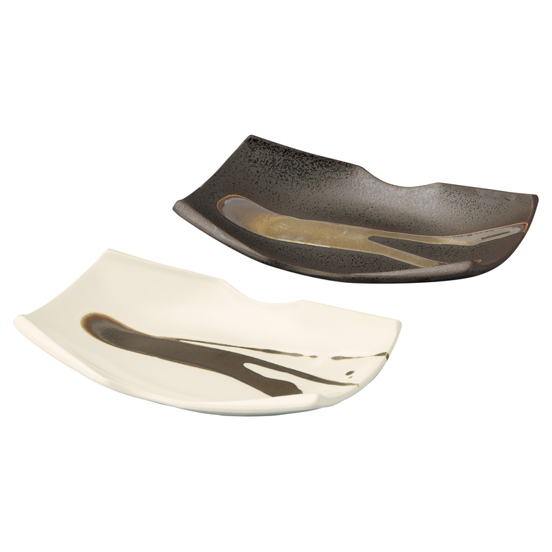 金彩流し 長角皿M2枚組