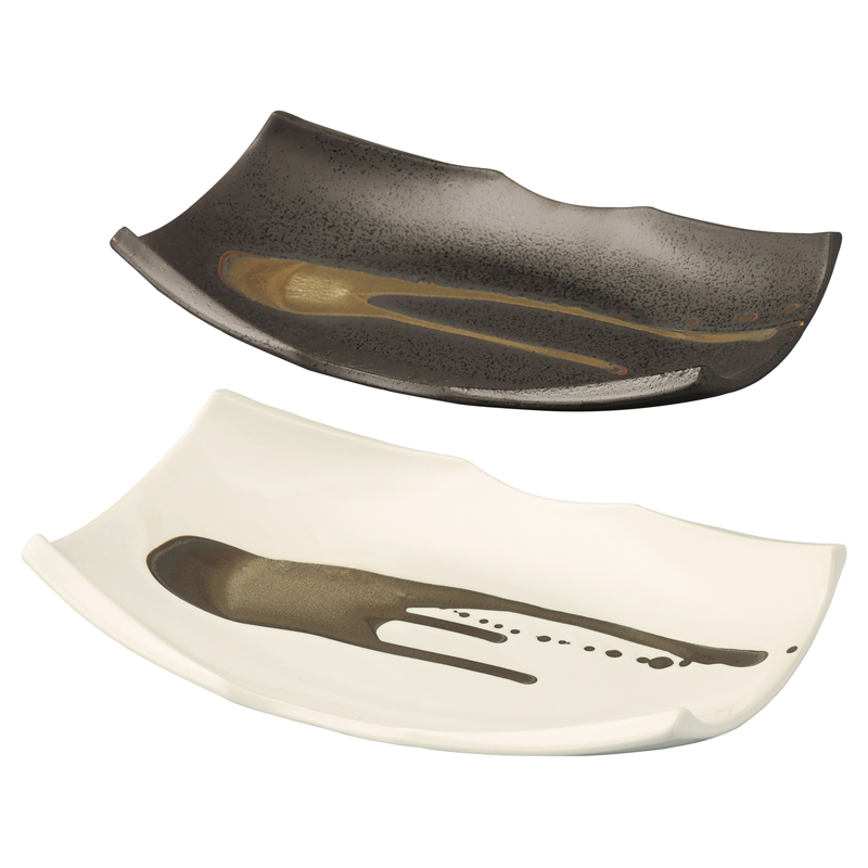 金彩流し 長角皿L2枚組