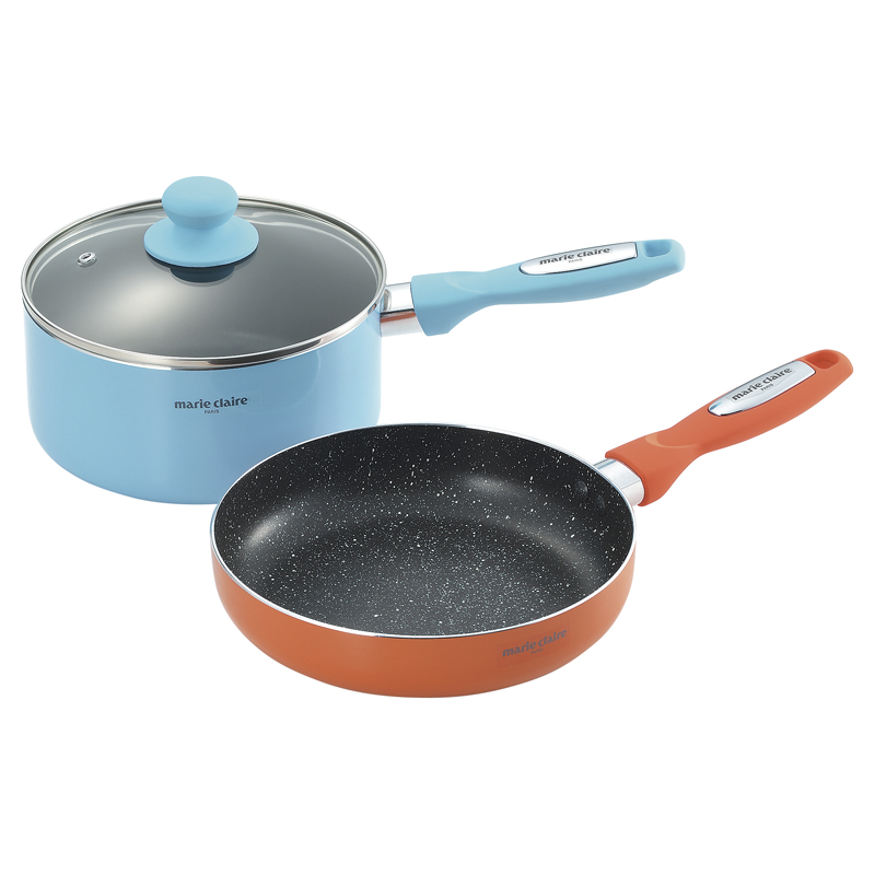 マリ・クレール カラーズ アルミ片手鍋18cm&フライパン20cm