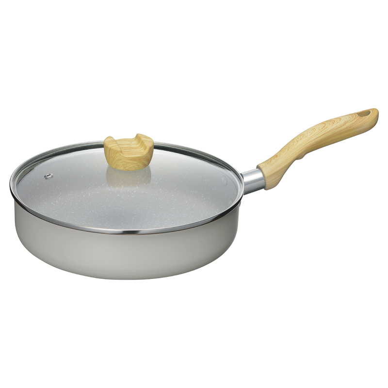 ホペア IH対応ガラス蓋付マーブルワイドパン24㎝